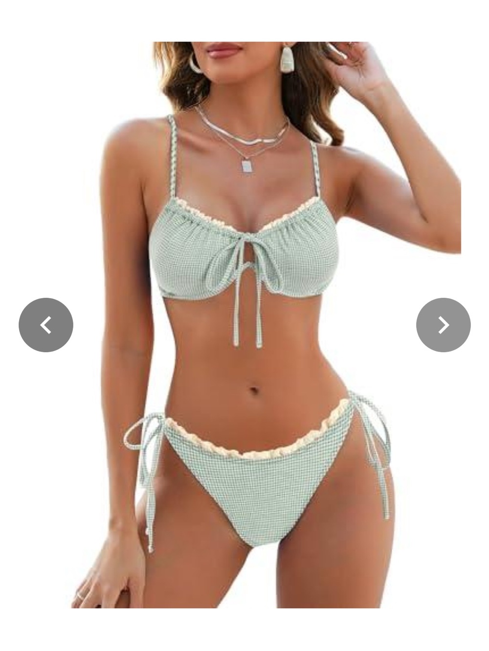 Zaful Sage Green Bikini with Cream Ruffle Trim